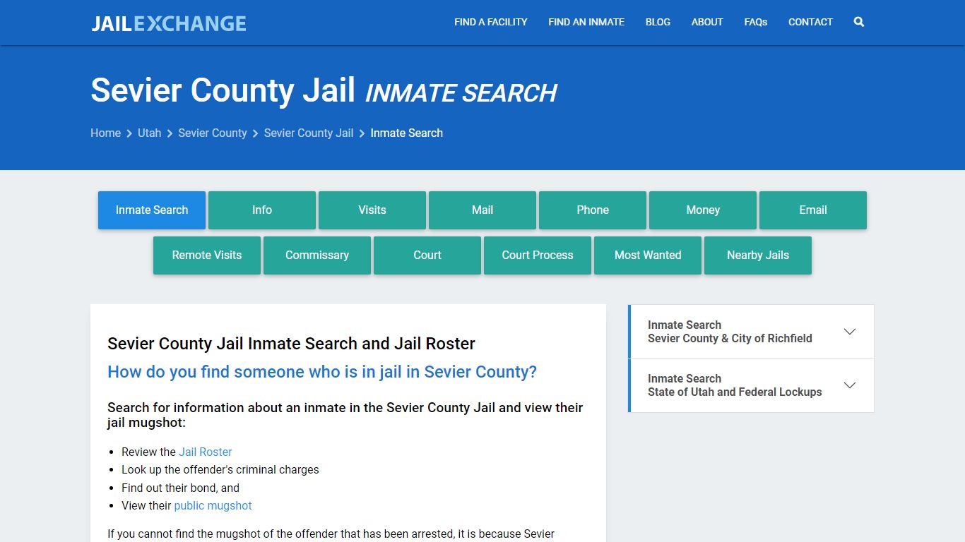 Inmate Search: Roster & Mugshots - Sevier County Jail, UT - Jail Exchange